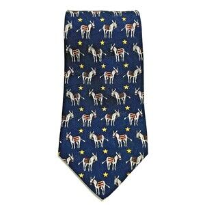 Tommy Hilfiger Democrat Donkey Necktie 100% Italian Silk Tie Election Stars Navy